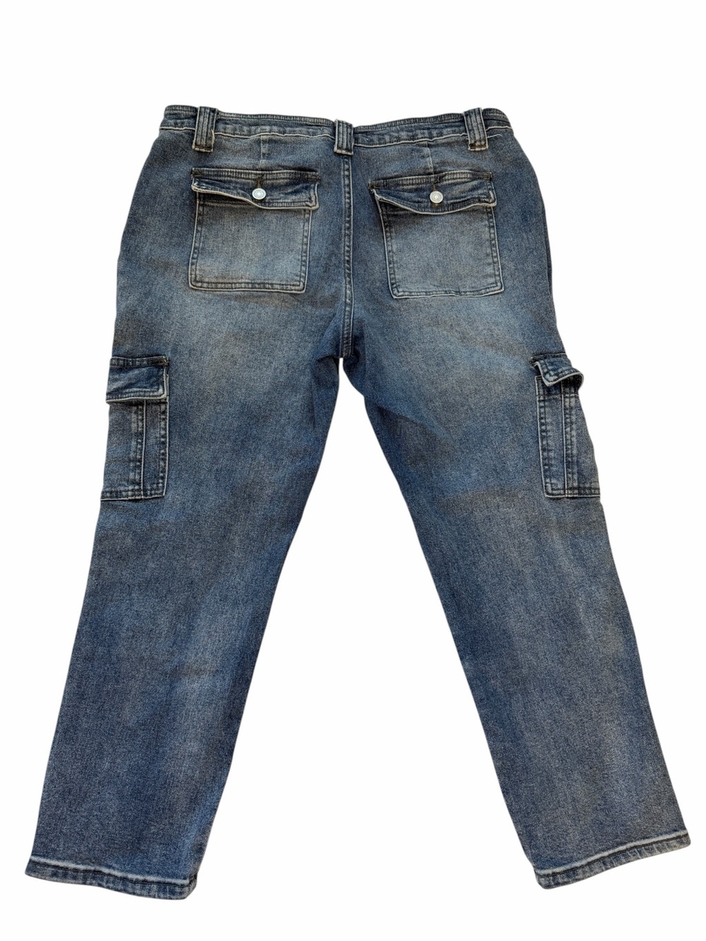 KanCan Women Straight Leg Cargo Jeans in Faded Blue - Picture 4 of 4